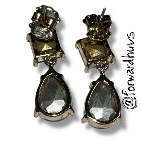 Bundle Sale 3 for $15 | Drop Earrings – Faceted Green Square & Teardrop Stones - Picture 5 of 9